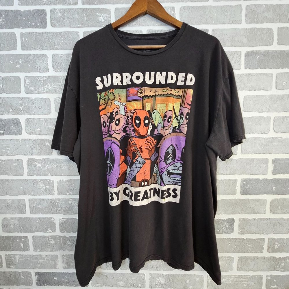Marvel T-Shirt Men's 3XL Black Surrounded By Greatness‎ Deadpool Graphic Casual